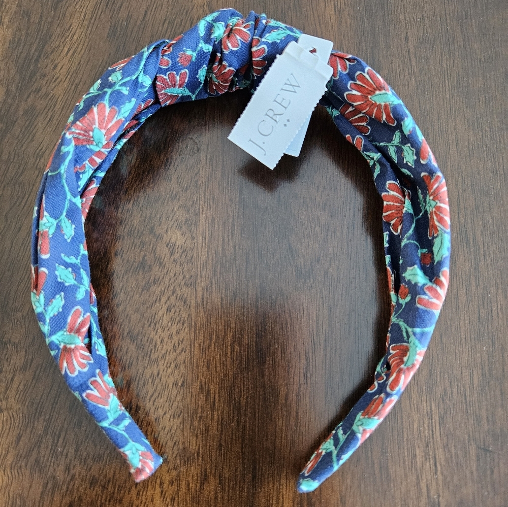 J.Crew floral knot headband, blue/ Red - Picture 2 of 3
